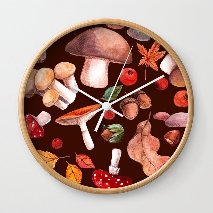 Autumn in the forest. Pattern Wall Clock