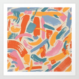 Colorful abstract paint brush stroke print Art Print