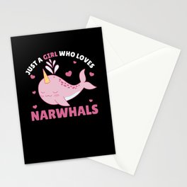 Just A Girl Who Loves Narwhals Ocean Unicorn Stationery Card