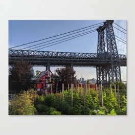 View of the Williamsburg Bridge from Domino Park, Brooklyn NY Canvas Print
