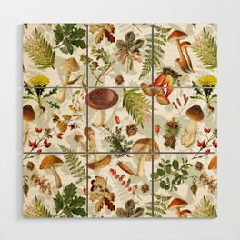 Vintage Botanical Wildflowers And Mushrooms Forest Meadow Wood Wall Art