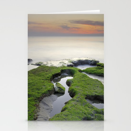 Green, white a red coast Stationery Cards