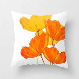 Orange and Yellow Poppies On A White Background #decor #society6 #buyart Throw Pillow