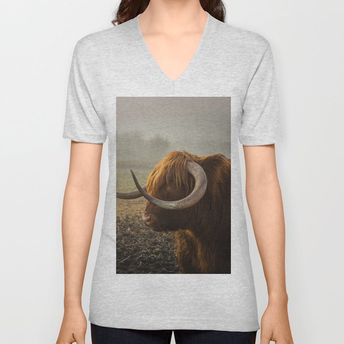 Scottish Highland Cow | Scottish Cattle | Cute Cow | Cute Cattle 01 V Neck T Shirt