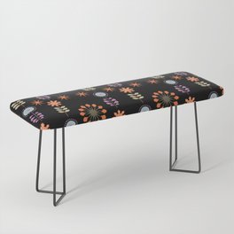 Retro Black Floral Abstract Pattern Bench
