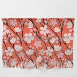 Wildflowers in Chinese Red Wall Hanging