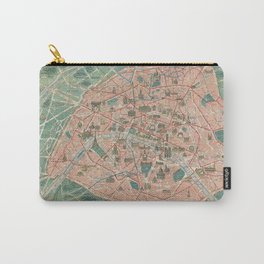 Vintage Paris Map France Carry-All Pouch