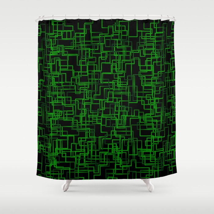 Squiggles in Green Shower Curtain