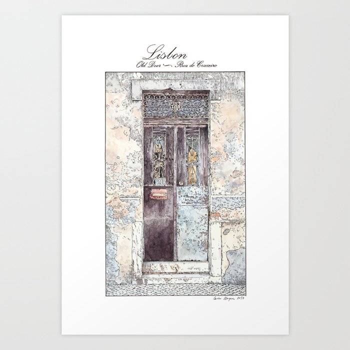 Old Door Urban Landscape Lisbon Portugal Watercolor Art Print By Tfantasy Society6