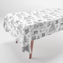 Gray Woodland Forest Animals Nursery Tablecloth