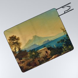 The Bay of Naples, Italy & Mount Vesuvius by Ludwig Richter Picnic Blanket