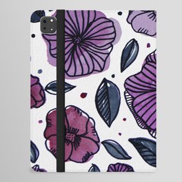 Watercolor and ink flowers - purple iPad Folio Case
