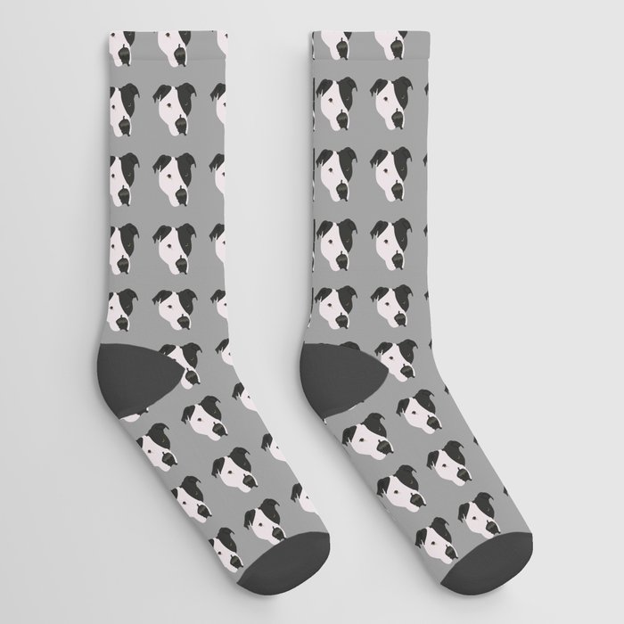 Black and White Pit Bull Socks