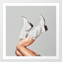 These Boots - Glitter Silver Art Print
