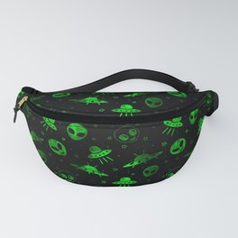 Aliens and UFOs Pattern Fanny Pack | Digital, Pattern, Extraterrestrials, Graphicdesign, Sci-Fi, Alieninvasion, Trippy, Space, Visitors, Ufo 