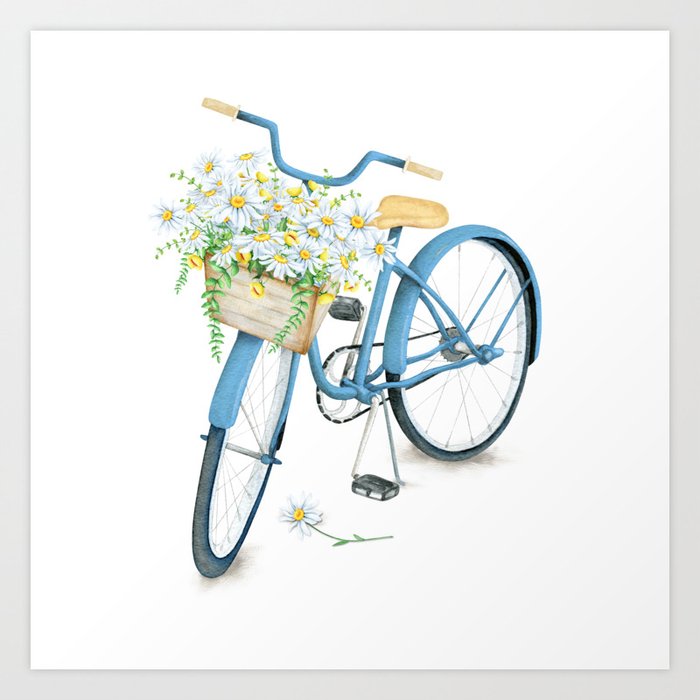 Blue bicycle shop with basket