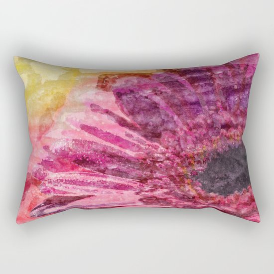 Pink glitter blossom -Floral watercolor illustration Rectangular Pillow