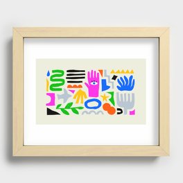 Colorful abstract collage shape art print Recessed Framed Print