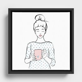 Coffee Love • Fashion Illustration | Art Print | Portrait | Digital Art Framed Canvas