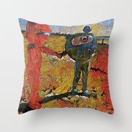 Two Demons on the Beach Throw Pillow