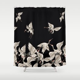 Japanese Flying Herons Shower Curtain