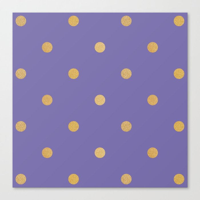 Gold Sparkle Polka Dots on Periwinkle  Canvas Print