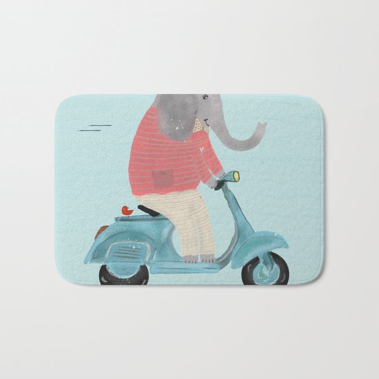 elephant scooter Bath Mat