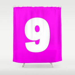 9 (White & Magenta Number) Shower Curtain