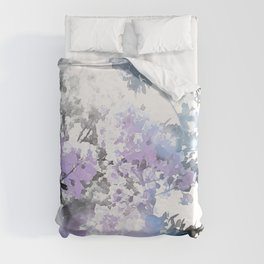 Watercolor Floral Lavender Teal Gray Duvet Cover