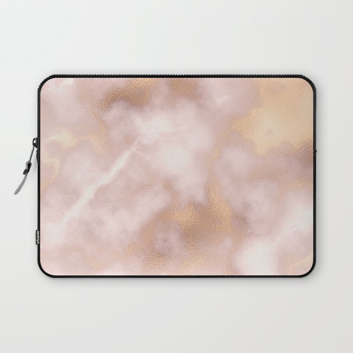 Blush pink faux gold vintage elegant marble Laptop Sleeve