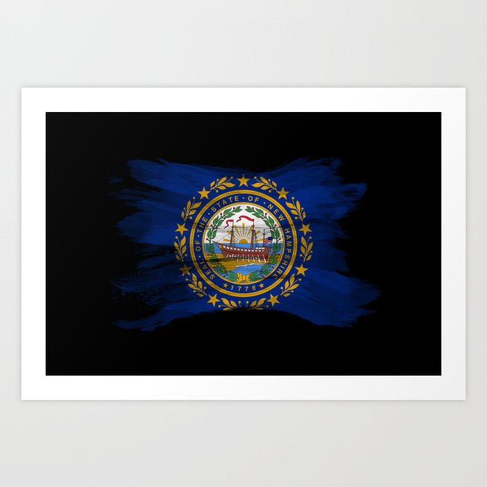 New Hampshire state flag brush stroke, New Hampshire flag background Art Print