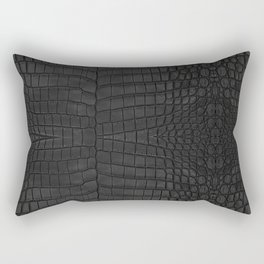 Black Crocodile Leather Print Rectangular Pillow