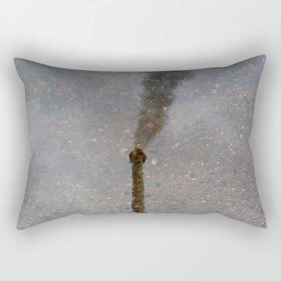 Factory Chimney Reflection in Water Rectangular Pillow