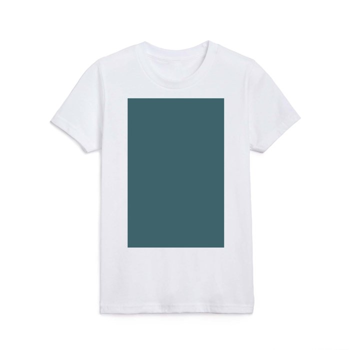 Dark Blue-green Gray Solid Color Pairs Pantone Hydro 18-4718 TCX Kids T Shirt