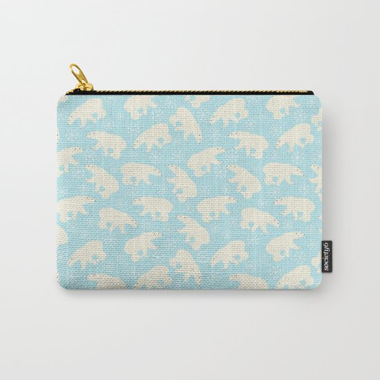 Polar bear pattern on ice aqua backround Carry-All Pouch