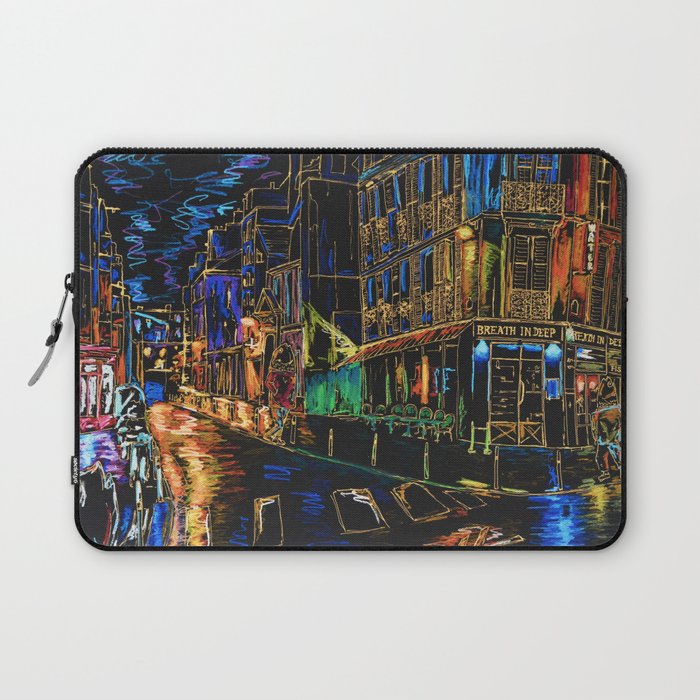 Let It Go Colorful Abstract Paris street at night  Laptop Sleeve