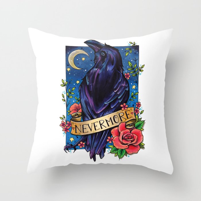 Nevermore Raven Throw Pillow