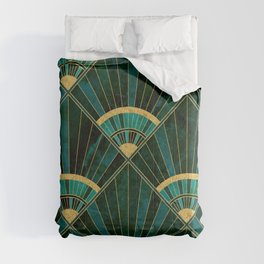 Art Deco Real Green Marbled Geometric Pattern Comforter