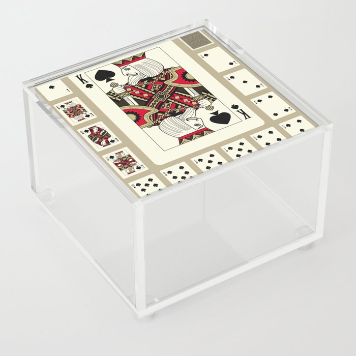 Playing cards of Spades suit in vintage style. Original design. Vintage illustration Acrylic Box