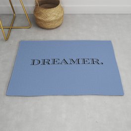 Dreamer - Blue Typography Motivational Positive Quote Decor Design Area & Throw Rug