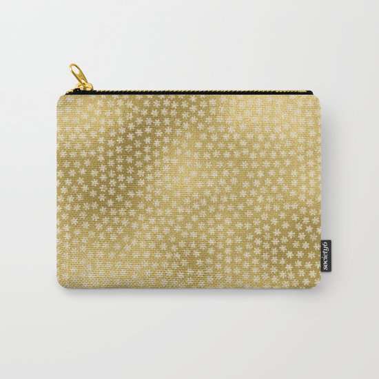 Merry christmas- white winter stars on gold pattern Carry-All Pouch