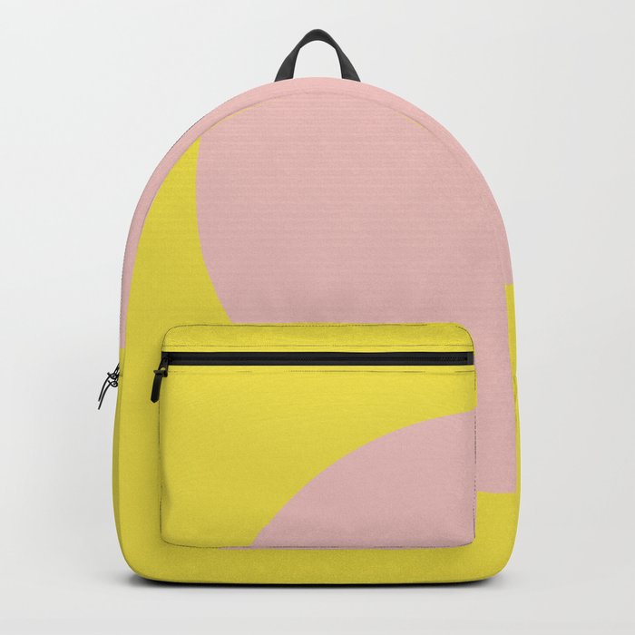 Margo Collection: Minimalist Modern Geometric Pink Circle on Yellow Backpack
