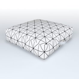 Triangulations pattern, modern geometric print Outdoor Floor Cushion | Maths, Black and White, Fold, Elegant, Monochrome, Mesh, Origami, Geometric, Modern, Tessellation 