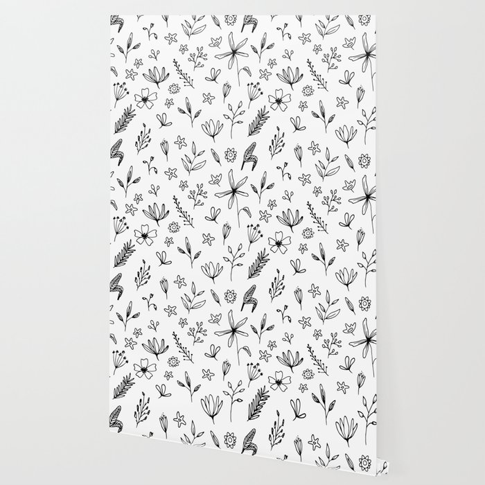 Simple Floral Doodles Wallpaper By Rachelmila Society6