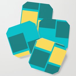 Diagonal cubes | green and teal colour Coaster