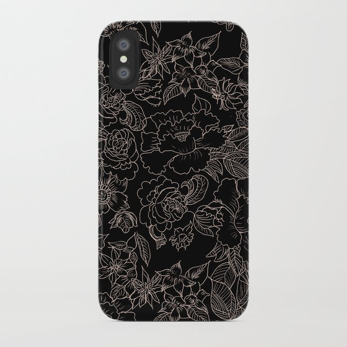 pink coral tan black floral illustration pattern iphone case pink coral tan black floral illustration pattern iphone case