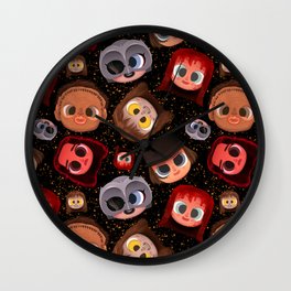 Creepy Cute Horror Pattern - The 70's Wall Clock