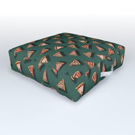 Pizza Party Pattern - Floating Pizza Slices on Teal Outdoor Floor Cushion