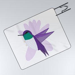 Purple Hummingbird Shimmer Cheeks Picnic Blanket