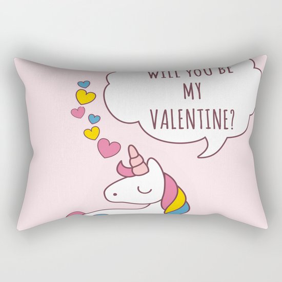 Valentine's Day - Unicorn Be my Valentine Rectangular Pillow